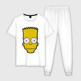 Мужская пижама хлопок с принтом Барт , 100% хлопок | брюки и футболка прямого кроя, без карманов, на брюках мягкая резинка на поясе и по низу штанин
 | Тематика изображения на принте: барт | голова | мультфильмы | симпсоны