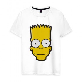 Мужская футболка хлопок с принтом Барт , 100% хлопок | прямой крой, круглый вырез горловины, длина до линии бедер, слегка спущенное плечо. | барт | голова | мультфильмы | симпсоны