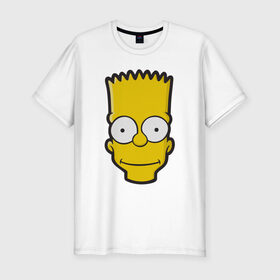 Мужская футболка премиум с принтом Барт , 92% хлопок, 8% лайкра | приталенный силуэт, круглый вырез ворота, длина до линии бедра, короткий рукав | Тематика изображения на принте: барт | голова | мультфильмы | симпсоны