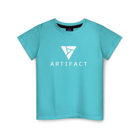 Детская футболка хлопок с принтом ARTIFACT DOTA 2 CARD GAME LOGO , 100% хлопок | круглый вырез горловины, полуприлегающий силуэт, длина до линии бедер | 