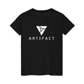 Женская футболка хлопок с принтом ARTIFACT DOTA 2 CARD GAME LOGO , 100% хлопок | прямой крой, круглый вырез горловины, длина до линии бедер, слегка спущенное плечо | 