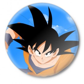 Значок с принтом Гоку ,  металл | круглая форма, металлическая застежка в виде булавки | anime | dragon ball | аниме | гоку | драгон бол | дракона жемчуг