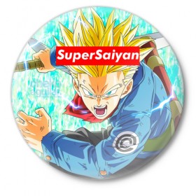 Значок с принтом Super Saiyan ,  металл | круглая форма, металлическая застежка в виде булавки | anime | dragon ball | аниме | гоку | драгон бол | дракона жемчуг