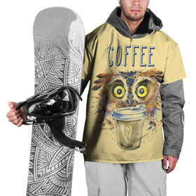 Накидка на куртку 3D с принтом Сова и кофе , 100% полиэстер |  | Тематика изображения на принте: coffee | food | love | owl | кофе | сова
