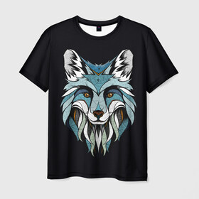 Мужская футболка 3D с принтом Лис , 100% полиэфир | прямой крой, круглый вырез горловины, длина до линии бедер | Тематика изображения на принте: blue | fox | foxes | hipster | арт | лис | лиса | лисица | лисицы | лисы | синий | хвост | хипстер