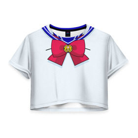 Женская футболка 3D укороченная с принтом Матроска , 100% полиэстер | круглая горловина, длина футболки до линии талии, рукава с отворотами | sailor moon | костюм | луна | сейлор мун | сейлормун