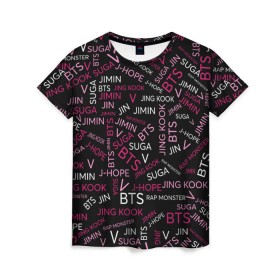Женская футболка 3D с принтом BTS , 100% полиэфир ( синтетическое хлопкоподобное полотно) | прямой крой, круглый вырез горловины, длина до линии бедер | bangtan boys | beyond the scene | bts | k pop | music | арэм | ви | джей хоуп | джин | музыка | состав | сюга | чимин | чонгук