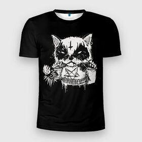 Мужская футболка 3D спортивная с принтом Dark Cat , 100% полиэстер с улучшенными характеристиками | приталенный силуэт, круглая горловина, широкие плечи, сужается к линии бедра | cat | cats | dark | kitten | kitty | pussy | satan | дикий | злой | кот | котенок | котик | котики | коты | котята | кошка | кошки | мрачный | сатанист | черный