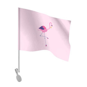 Флаг для автомобиля с принтом Фламинго , 100% полиэстер | Размер: 30*21 см | Тематика изображения на принте: bird | birds | fly | wing | wings | клюв | когти | крыло | крылышки | крылья | полет | птица | птицы | птичка | птички | фламинго