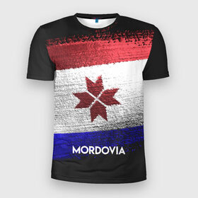 Мужская футболка 3D спортивная с принтом MORDOVIA(Мордовия) , 100% полиэстер с улучшенными характеристиками | приталенный силуэт, круглая горловина, широкие плечи, сужается к линии бедра | Тематика изображения на принте: urban | город | мир | мордовия | путешествие | символика | страны | флаг