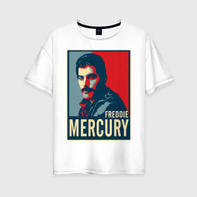 Женская футболка хлопок Oversize с принтом Freddie Mercury , 100% хлопок | свободный крой, круглый ворот, спущенный рукав, длина до линии бедер
 | freddie mercury | queen | фредди меркьюри