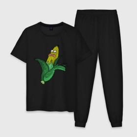 Мужская пижама хлопок с принтом Живая кукуруза , 100% хлопок | брюки и футболка прямого кроя, без карманов, на брюках мягкая резинка на поясе и по низу штанин
 | живая кукуруза | кукуруза | монстр | початок
