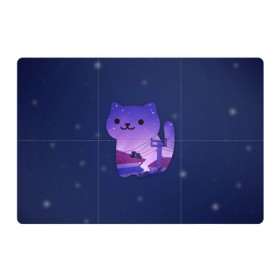 Магнитный плакат 3Х2 с принтом Ночной Котик , Полимерный материал с магнитным слоем | 6 деталей размером 9*9 см | cat | cats | kitten | kitty | night | pussy | sky | space | star | stars | звезда | звезды | космос | кот | котенок | котик | котики | коты | котята | кошка | кошки | небо | ночное | ночь