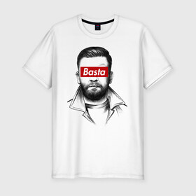 Мужская футболка премиум с принтом Basta , 92% хлопок, 8% лайкра | приталенный силуэт, круглый вырез ворота, длина до линии бедра, короткий рукав | gazgolder | баста | газголдер | сансара