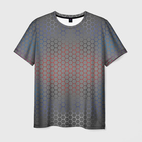 Мужская футболка 3D с принтом Кевлар Color Big , 100% полиэфир | прямой крой, круглый вырез горловины, длина до линии бедер | абстракция | градиент | камуфляж | карбон | кевлар | россия | соты | триколор