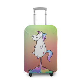 Чехол для чемодана 3D с принтом Единорог на Старте , 86% полиэфир, 14% спандекс | двустороннее нанесение принта, прорези для ручек и колес | corn | horse | magic | rainbow | unicorn | unicorns | волшебство | единорог | единороги | животное | лошадка | лошадь | магия | пони | радуга | рог | рога | сказка