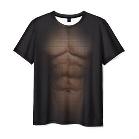 Мужская футболка 3D с принтом Сетка , 100% полиэфир | прямой крой, круглый вырез горловины, длина до линии бедер | Тематика изображения на принте: атлет | грудь | качёк | клетка | кубики | мужик | мышцы | парень | пресс | прозрачный | спорт | тело | торс | фигура