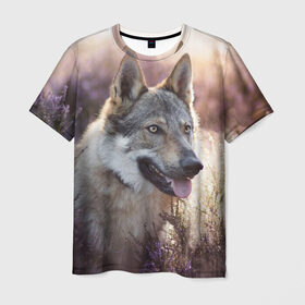 Мужская футболка 3D с принтом Волк , 100% полиэфир | прямой крой, круглый вырез горловины, длина до линии бедер | dog | взгляд | волк | лайка | собака | хаски