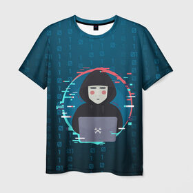 Мужская футболка 3D с принтом Anonymous hacker , 100% полиэфир | прямой крой, круглый вырез горловины, длина до линии бедер | anonymous | hacker | it | аноним | взлом | компьютер | ноутбук | программист | хакер