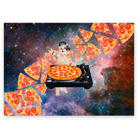 Поздравительная открытка с принтом Кот Диджей , 100% бумага | плотность бумаги 280 г/м2, матовая, на обратной стороне линовка и место для марки
 | Тематика изображения на принте: cat | cosmos | dj | fast | fastfood | food | meme | party | pizza | space | вечеринка | диджей | еда | космос | кошак | кошка | мем | пицца | фастфуд