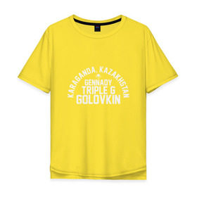 Мужская футболка хлопок Oversize с принтом Геннадий Головкин , 100% хлопок | свободный крой, круглый ворот, “спинка” длиннее передней части | 