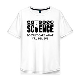 Мужская футболка хлопок Oversize с принтом Science (light) , 100% хлопок | свободный крой, круглый ворот, “спинка” длиннее передней части | science | атом | днк | измерение | исследование | медицина | микроскоп | наука | опыт | пробирка | студент | учёные