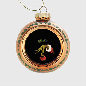 Стеклянный ёлочный шар с принтом Похититель рождества , Стекло | Диаметр: 80 мм | grinch | гринч | новый год | рождество
