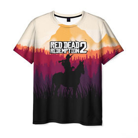 Мужская футболка 3D с принтом Red Dead Redemption 2 , 100% полиэфир | прямой крой, круглый вырез горловины, длина до линии бедер | Тематика изображения на принте: game | gamer | rdr2 | red dead redemption 2 | rockstar studios | игры | ковбой