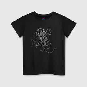 Детская футболка хлопок с принтом Белая медуза векторный рисунок , 100% хлопок | круглый вырез горловины, полуприлегающий силуэт, длина до линии бедер | art | medusa | vector | абстракция | вектор | медуза | щупальца