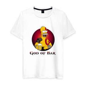 Мужская футболка хлопок с принтом God of Bar , 100% хлопок | прямой крой, круглый вырез горловины, длина до линии бедер, слегка спущенное плечо. | god of war | бар | гомер | симпсоны