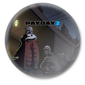 Значок с принтом Payday 2 ,  металл | круглая форма, металлическая застежка в виде булавки | 