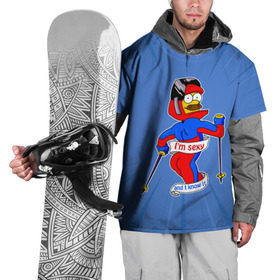 Накидка на куртку 3D с принтом Нед Фландерс Симпсоны , 100% полиэстер |  | Тематика изображения на принте: simpsons | зима | лыжник | недфландерс | симпсоны | спорт | фландерс