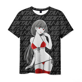 Мужская футболка 3D с принтом HENTAI CHAN , 100% полиэфир | прямой крой, круглый вырез горловины, длина до линии бедер | ahegao | anime | kodome | manga | senpai | аниме | анимэ | ахегао | кодоме | манга | меха | сенпай | юри | яой