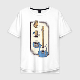 Мужская футболка хлопок Oversize с принтом Гитара , 100% хлопок | свободный крой, круглый ворот, “спинка” длиннее передней части | guitar | гитара | гитары | музыка | музыкальные инструменты | с гитарой