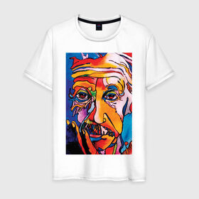Мужская футболка хлопок с принтом Альберт Эйнштейн , 100% хлопок | прямой крой, круглый вырез горловины, длина до линии бедер, слегка спущенное плечо. | albert | einshtein | maths | альберт | арт | математика | математику | наука | подарок | технарь | ученому | ученый | физика | эйнштейн | яркий