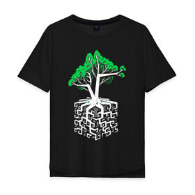 Мужская футболка хлопок Oversize с принтом Квадратный корень , 100% хлопок | свободный крой, круглый ворот, “спинка” длиннее передней части | mathematica | алгебра | геометрия | дерево | квадрат | корни | крона | математик | математика | наука | технарь