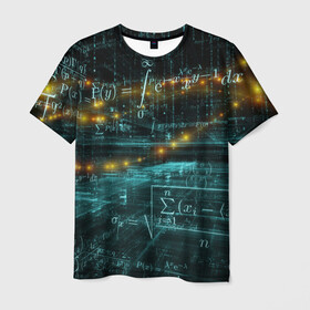 Мужская футболка 3D с принтом Формулы в пространстве , 100% полиэфир | прямой крой, круглый вырез горловины, длина до линии бедер | mathematica | алгебра | геометрия | математик | математика | наука | технарь | формула