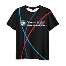 Мужская футболка 3D с принтом Powered by BMW M , 100% полиэфир | прямой крой, круглый вырез горловины, длина до линии бедер | bmw | bmw m | bmw performance | motorsport | powered by bmw m | powered by bmw motorsport | машина bmw | мотоспорт | спорт