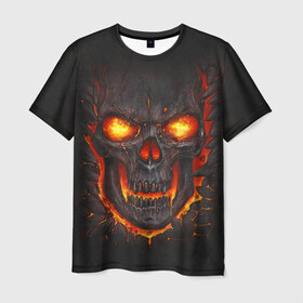Мужская футболка 3D с принтом Skull Lava , 100% полиэфир | прямой крой, круглый вырез горловины, длина до линии бедер | dead | demon | devil | executioner | metal | punisher | rap | rock | satan | skull | swag | каратель | метал | палач | рок | скелет | череп