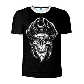 Мужская футболка 3D спортивная с принтом Пиратский череп , 100% полиэстер с улучшенными характеристиками | приталенный силуэт, круглая горловина, широкие плечи, сужается к линии бедра | dead | demon | devil | executioner | metal | pirat | punisher | rap | rock | satan | sea | skull | swag | каратель | метал | море | океан | палач | пират | рок | скелет | череп