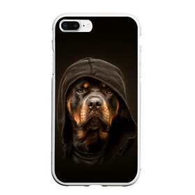 Чехол для iPhone 7Plus/8 Plus матовый с принтом Ротвейлер в капюшоне , Силикон | Область печати: задняя сторона чехла, без боковых панелей | rottweiler | капюшон | молоссы | пастух | пёс | собака | щенок