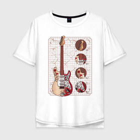 Мужская футболка хлопок Oversize с принтом Гитара , 100% хлопок | свободный крой, круглый ворот, “спинка” длиннее передней части | guitar | гитара | гитары | с гитарой