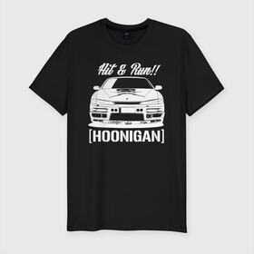 Мужская футболка хлопок Slim с принтом Nissan Silvia S14 Hoonigan , 92% хлопок, 8% лайкра | приталенный силуэт, круглый вырез ворота, длина до линии бедра, короткий рукав | Тематика изображения на принте: hoonigan | nissan | nissan silvia s14 | silvia s14