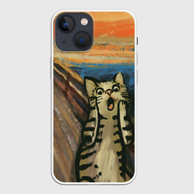 Чехол для iPhone 13 mini с принтом Крик котика ,  |  | Тематика изображения на принте: cat | картина | кот | котик | котики | коты | котэ | кошак | крик | мем | приколы