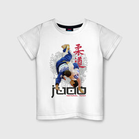 Детская футболка хлопок с принтом Judo , 100% хлопок | круглый вырез горловины, полуприлегающий силуэт, длина до линии бедер | Тематика изображения на принте: борьба | единоборства | спорт