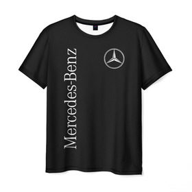 Мужская футболка 3D с принтом MERCEDES-BENZ (2 стороны) , 100% полиэфир | прямой крой, круглый вырез горловины, длина до линии бедер | Тематика изображения на принте: amg | benz | carbon | logo | mercedes | амг | бенз | бенс | бенц | гелик | карбон | лого | мерин | мерс | мерседес | на спине