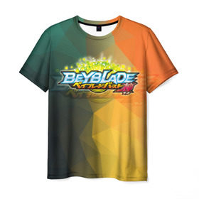 Мужская футболка 3D с принтом beyblade логотип , 100% полиэфир | прямой крой, круглый вырез горловины, длина до линии бедер | beyblade | beyblade burst | tomy beyblade | бейблэйд бердс | бейблэйд берст