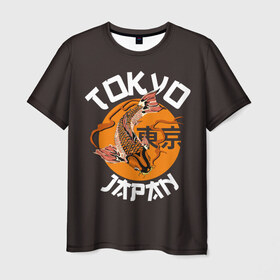 Мужская футболка 3D с принтом Токио , 100% полиэфир | прямой крой, круглый вырез горловины, длина до линии бедер | Тематика изображения на принте: carp | city | country | fashio | fish | gold | great | hieroglyphs | japan | koi | sun | symbol | tokyo | акварель | большое | город | графика | золотая | иероглифы | иллюстрация | карп | картинка | кои | мода | рисунок | рыбка | символ | солнце