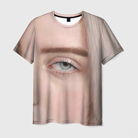 Мужская футболка 3D с принтом Ocean Eyes , 100% полиэфир | прямой крой, круглый вырез горловины, длина до линии бедер | billie eilish | lovely | music | ocean eyes | pop | билли айлиш | девушка | музыка | океан | поп | эйлиш | элиш