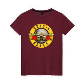 Женская футболка хлопок с принтом Guns N` Roses , 100% хлопок | прямой крой, круглый вырез горловины, длина до линии бедер, слегка спущенное плечо | guns n roses | hard rock